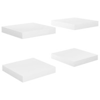 Produktbild för Svävande vägghyllor 4 st vit högglans 23x23,5x3,8 cm MDF