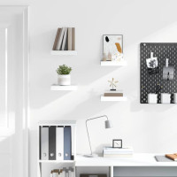 Produktbild för Svävande vägghyllor 4 st vit högglans 23x23,5x3,8 cm MDF