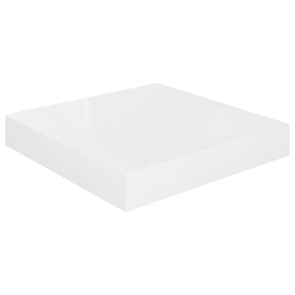 Produktbild för Svävande vägghyllor 4 st vit högglans 23x23,5x3,8 cm MDF