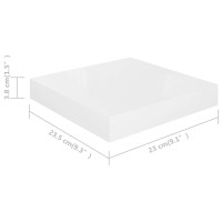 Produktbild för Svävande vägghyllor 4 st vit högglans 23x23,5x3,8 cm MDF