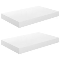 Produktbild för Svävande vägghyllor 2 st vit högglans 40x23x3,8 cm MDF