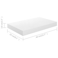 Produktbild för Svävande vägghyllor 2 st vit högglans 40x23x3,8 cm MDF