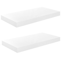 Produktbild för Svävande vägghyllor 2 st vit högglans 50x23x3,8 cm MDF