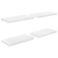 Produktbild för Svävande vägghyllor 4 st vit högglans 50x23x3,8 cm MDF