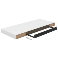 Produktbild för Svävande vägghylla vit högglans 60x23,5x3,8 cm MDF