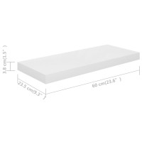 Produktbild för Svävande vägghyllor 2 st vit högglans 60x23,5x3,8 cm MDF