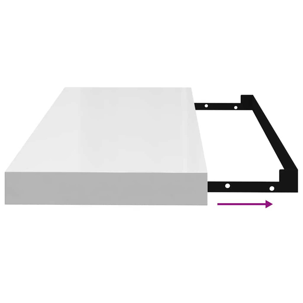 Produktbild för Svävande vägghyllor 4 st vit högglans 60x23,5x3,8 cm MDF
