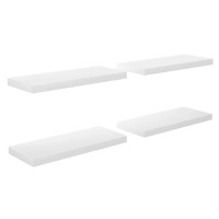 Produktbild för Svävande vägghyllor 4 st vit högglans 60x23,5x3,8 cm MDF