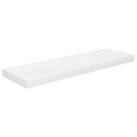 Produktbild för Svävande vägghylla vit högglans 80x23,5x3,8 cm MDF