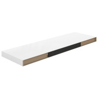 Produktbild för Svävande vägghylla vit högglans 80x23,5x3,8 cm MDF