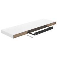 Produktbild för Svävande vägghylla vit högglans 80x23,5x3,8 cm MDF