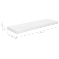 Produktbild för Svävande vägghylla vit högglans 80x23,5x3,8 cm MDF