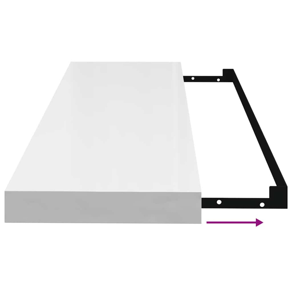 Produktbild för Svävande vägghyllor 4 st vit högglans 80x23,5x3,8 cm MDF