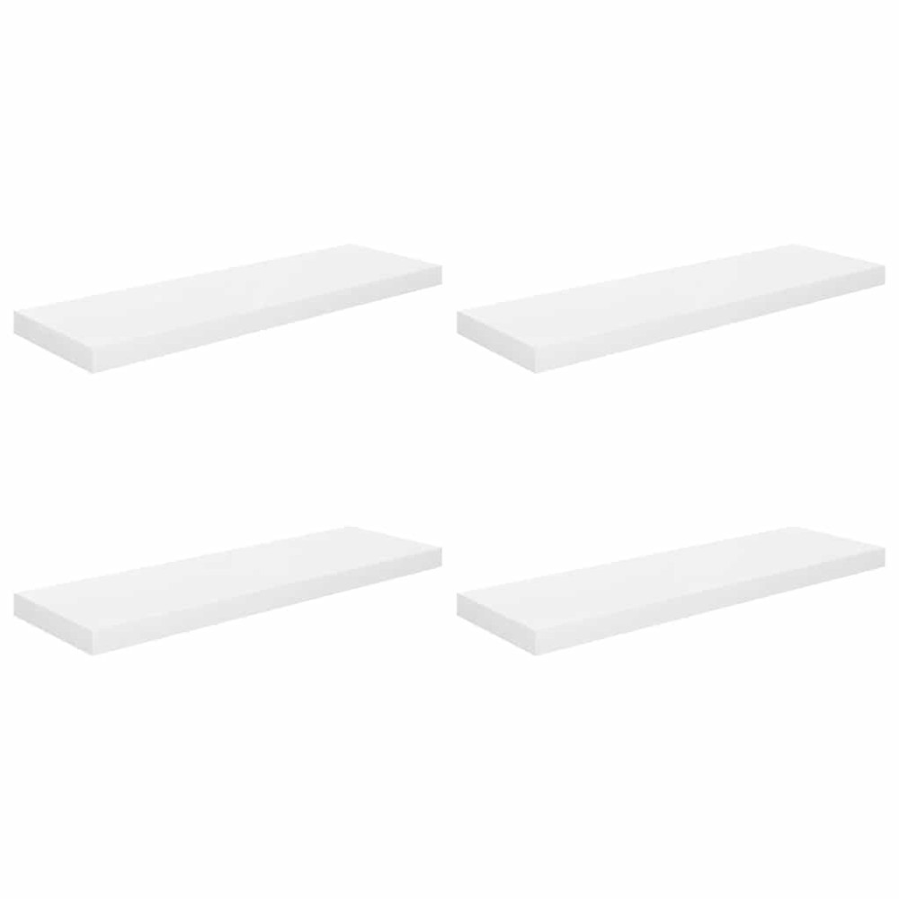 Produktbild för Svävande vägghyllor 4 st vit högglans 80x23,5x3,8 cm MDF