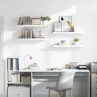 Produktbild för Svävande vägghyllor 4 st vit högglans 80x23,5x3,8 cm MDF