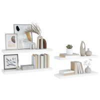 Produktbild för Svävande vägghyllor 4 st vit högglans 80x23,5x3,8 cm MDF