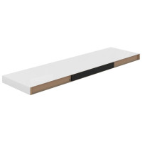 Produktbild för Svävande vägghylla vit högglans 90x23,5x3,8 cm MDF