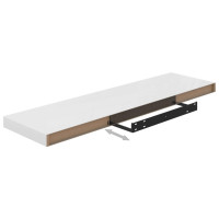 Produktbild för Svävande vägghylla vit högglans 90x23,5x3,8 cm MDF