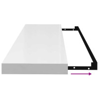 Produktbild för Svävande vägghyllor 4 st vit högglans 90x23,5x3,8 cm MDF