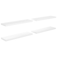 Produktbild för Svävande vägghyllor 4 st vit högglans 90x23,5x3,8 cm MDF