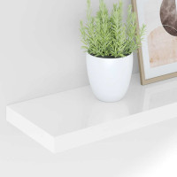 Produktbild för Svävande vägghyllor 4 st vit högglans 90x23,5x3,8 cm MDF