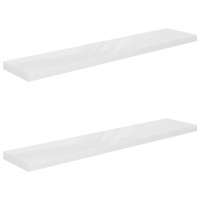 Produktbild för Svävande vägghyllor 2 st vit högglans 120x23,5x3,8 cm MDF