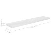 Produktbild för Svävande vägghyllor 4 st vit högglans 120x23,5x3,8 cm MDF