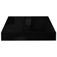 Produktbild för Svävande vägghylla svart högglans 23x23,5x3,8 cm MDF