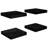 Produktbild för Svävande vägghyllor 4 st svart högglans 23x23,5x3,8 cm MDF