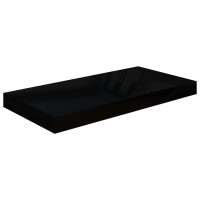 Produktbild för Svävande vägghylla svart högglans 50x23x3,8 cm MDF