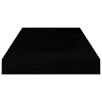 Produktbild för Svävande vägghyllor 2 st svart högglans 50x23x3,8 cm MDF