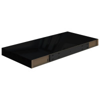 Produktbild för Svävande vägghyllor 4 st svart högglans 50x23x3,8 cm MDF