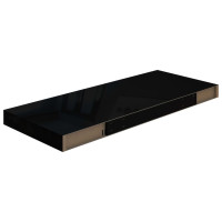 Produktbild för Svävande vägghylla svart högglans 60x23,5x3,8 cm MDF