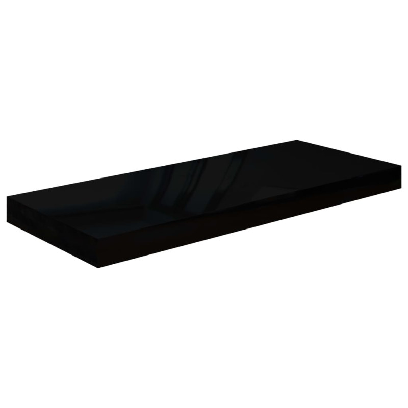 Produktbild för Svävande vägghyllor 2 st svart högglans 60x23,5x3,8 cm MDF