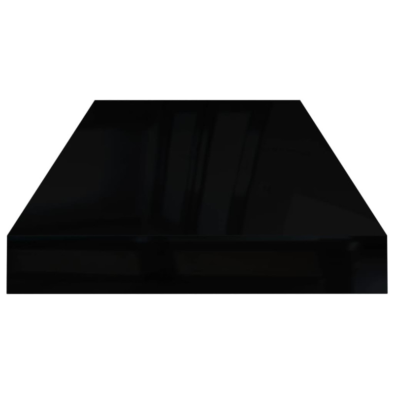 Produktbild för Svävande vägghyllor 2 st svart högglans 60x23,5x3,8 cm MDF