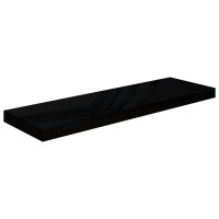 Produktbild för Svävande vägghylla svart högglans 80x23,5x3,8 cm MDF