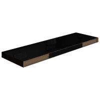 Produktbild för Svävande vägghylla svart högglans 80x23,5x3,8 cm MDF