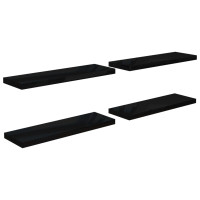 Produktbild för Svävande vägghyllor 4 st svart högglans 80x23,5x3,8 cm MDF