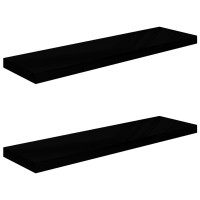 Produktbild för Svävande vägghyllor 2 st svart högglans 90x23,5x3,8 cm MDF