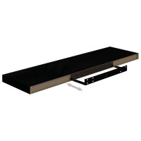 Produktbild för Svävande vägghyllor 2 st svart högglans 90x23,5x3,8 cm MDF