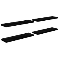 Produktbild för Svävande vägghyllor 4 st svart högglans 90x23,5x3,8 cm MDF