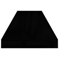 Produktbild för Svävande vägghyllor 4 st svart högglans 90x23,5x3,8 cm MDF