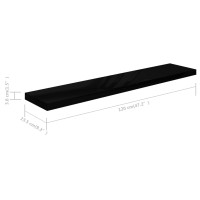 Produktbild för Svävande vägghyllor 2 st svart högglans 120x23,5x3,8 cm MDF