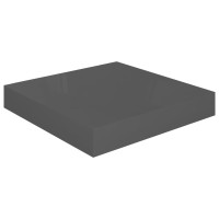 Produktbild för Svävande vägghylla grå högglans 23x23,5x3,8 cm MDF