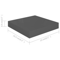 Produktbild för Svävande vägghylla grå högglans 23x23,5x3,8 cm MDF