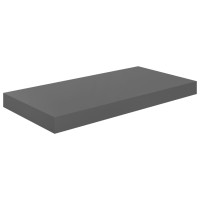 Produktbild för Svävande vägghylla grå högglans 50x23x3,8 cm MDF