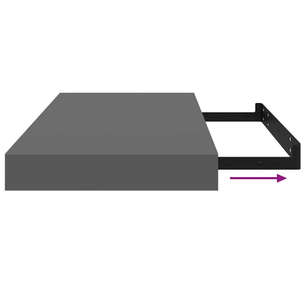 Produktbild för Svävande vägghyllor 4 st grå högglans 50x23,5x3,8 cm MDF