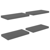 Produktbild för Svävande vägghyllor 4 st grå högglans 50x23x3,8 cm MDF