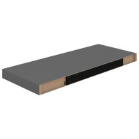 Produktbild för Svävande vägghyllor 2 st grå högglans 60x23,5x3,8 cm MDF