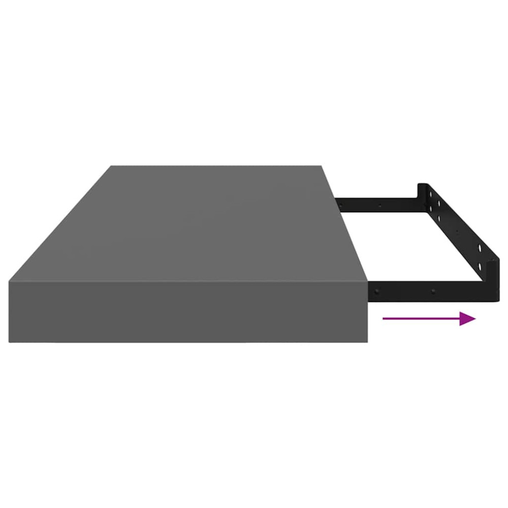 Produktbild för Svävande vägghyllor 4 st grå högglans 60x23,5x3,8 cm MDF